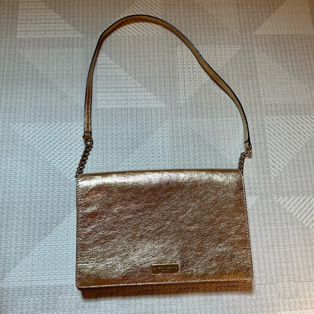 Kate Spade Gold purse clutch handbag evening